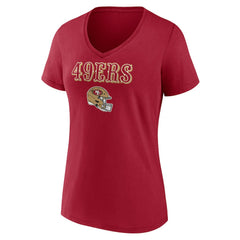 Women's Personalized Name & Number Team Wordmark V-Neck T-Shirt - San Francisco 49ers