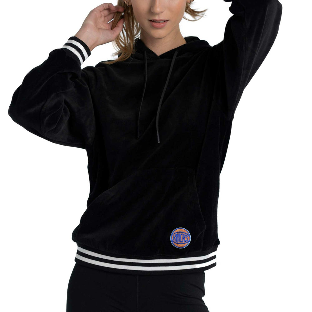 NBA New York Knicks Lusso Women's Nellie Oversized Velour Pullover Hoodie