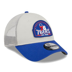 NBA Philadelphia 76ers Throwback Patch Trucker 9FORTY Adjustable Hat