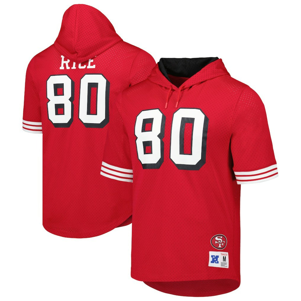Jerry Rice Retired Player Name & Number Mesh Hoodie T-Shirt - San Francisco 49ers