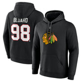 NHL Black Connor Bedard Chicago Blackhawks Fanatics Authentic Stack Name & Number Tri-Blend Pullover Hoodie
