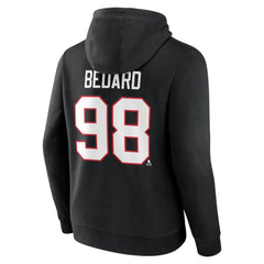 NHL Black Connor Bedard Chicago Blackhawks Fanatics Authentic Stack Name & Number Tri-Blend Pullover Hoodie