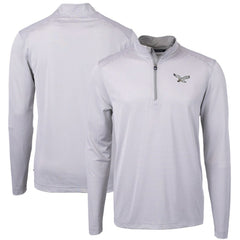 Cutter & Buck Virtue Eco Pique Micro Stripe Recycled Quarter-Zip Pullover Top - Philadelphia Eagles