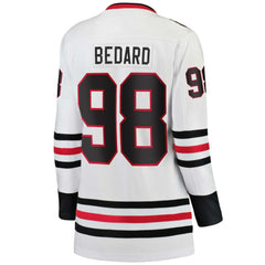 NHL White Connor Bedard Chicago Blackhawks Fanatics Women's Away Breakaway Jersey