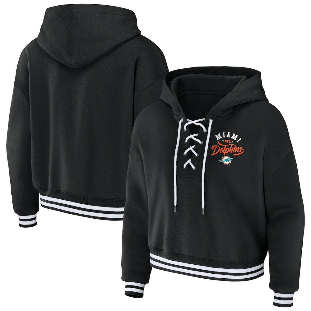 WEAR by Erin Andrews Women's Lace-Up Pullover Hoodie - Miami Dolphins
