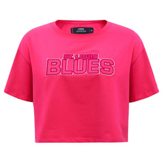 NHL This item will ship within 4 business days. St. Louis Blues Pro Standard Women's Triple Pink Cropped Boxy T-Shirt