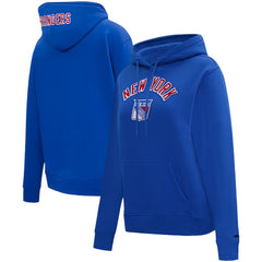 NHL Blue New York Rangers Pro Standard Women's Classic Chenille Pullover Hoodie