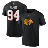 NHL Black Corey Perry Chicago Blackhawks Fanatics Authentic Stack Name & Number T-Shirt