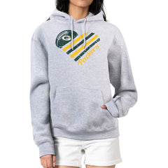 G-III 4Her by Carl Banks Women's Heart Graphic Fleece Pullover Hoodie - Green Bay Packers