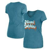 Women's Enzyme Wash Low V-Neck T-Shirt - Miami Dolphins