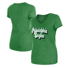 Women's Enzyme Wash Low V-Neck T-Shirt - Philadelphia Eagles