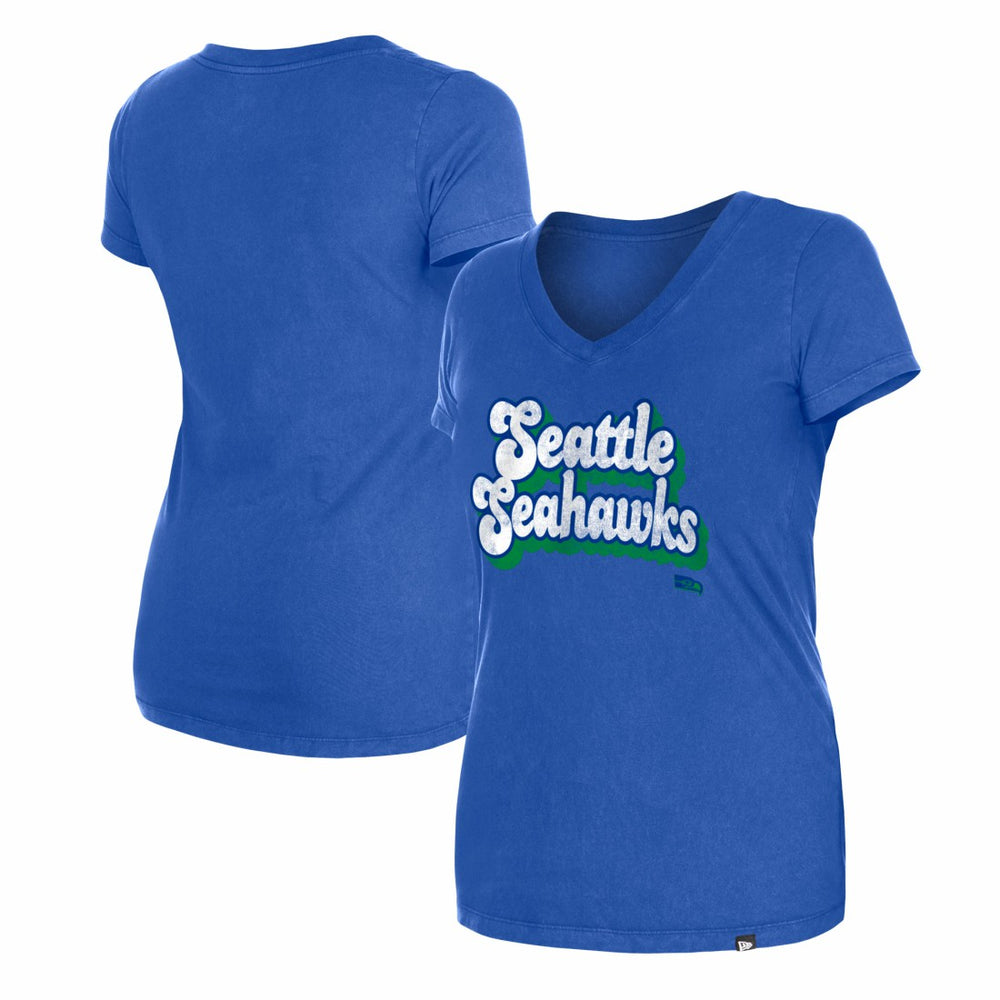 Women's Enzyme Wash Low V-Neck T-Shirt - Seattle Seahawks