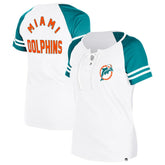 Women's Throwback Lace-Up Raglan T-Shirt - Miami Dolphins