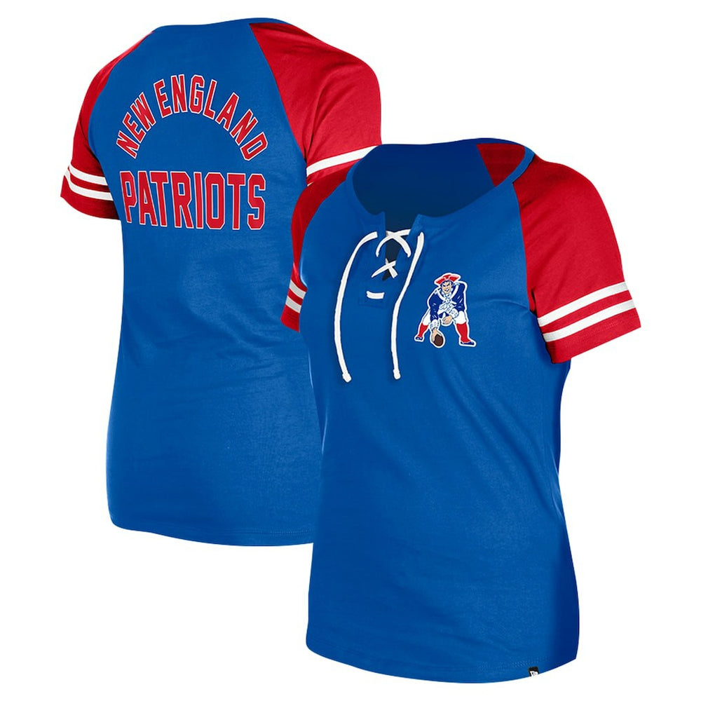 Women's Throwback Lace-Up Raglan T-Shirt - New England Patriots