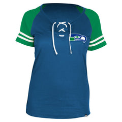 Women's Throwback Lace-Up Raglan T-Shirt - Seattle Seahawks