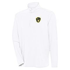 MLB Milwaukee Brewers Antigua Hunk Quarter-Zip Pullover Top