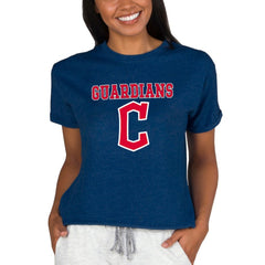 MLB Cleveland Guardians Concepts Sport Women's Tri-Blend Mainstream Terry Short Sleeve Sweatshirt Top