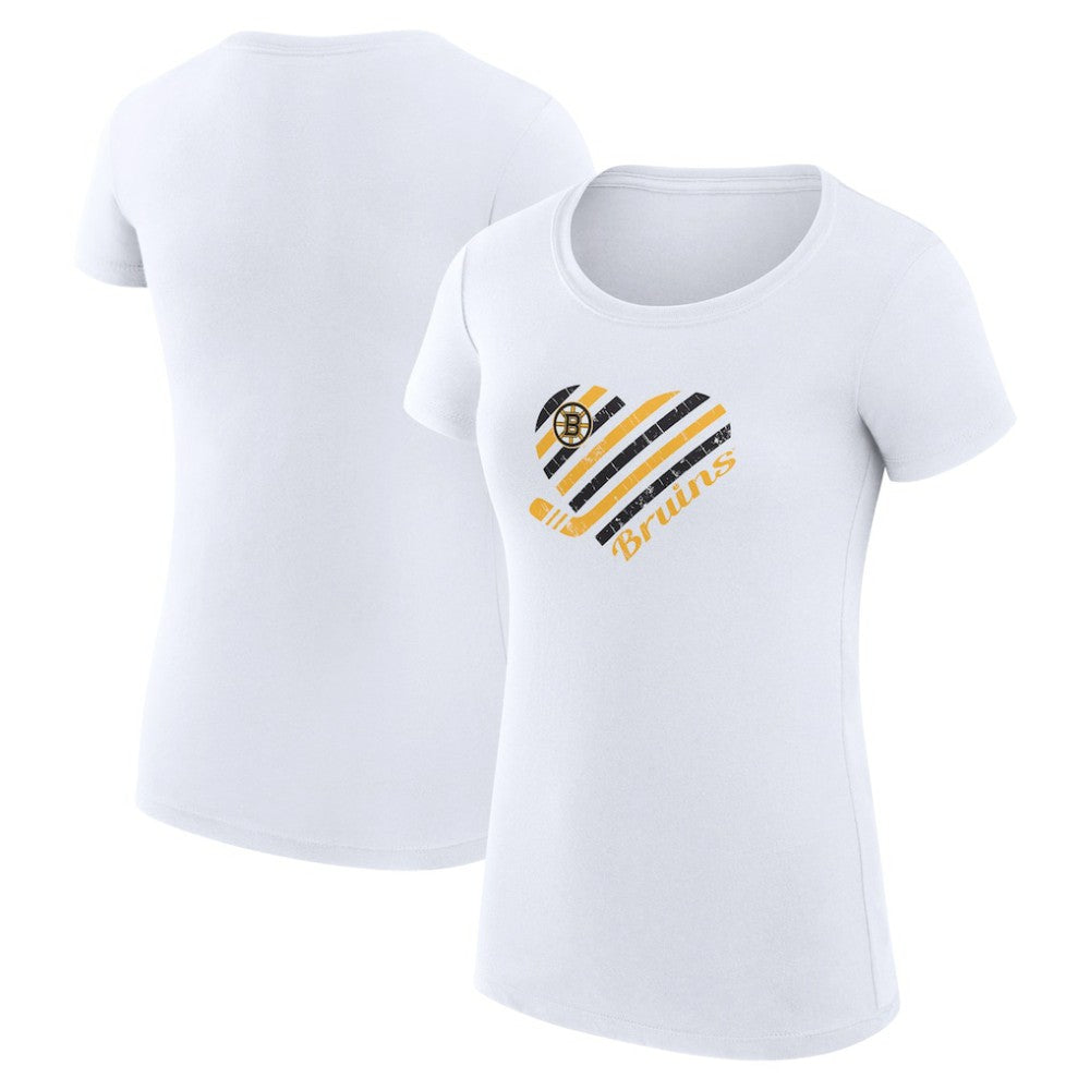 NHL White Boston Bruins G-III 4Her by Carl Banks Women's Super-Slim Fit Lightweight Heart T-Shirt
