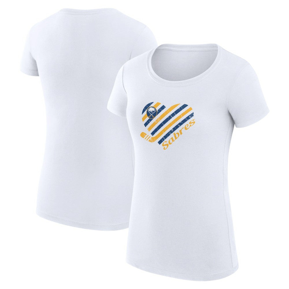 NHL White Buffalo Sabres G-III 4Her by Carl Banks Women's Super-Slim Fit Lightweight Heart T-Shirt