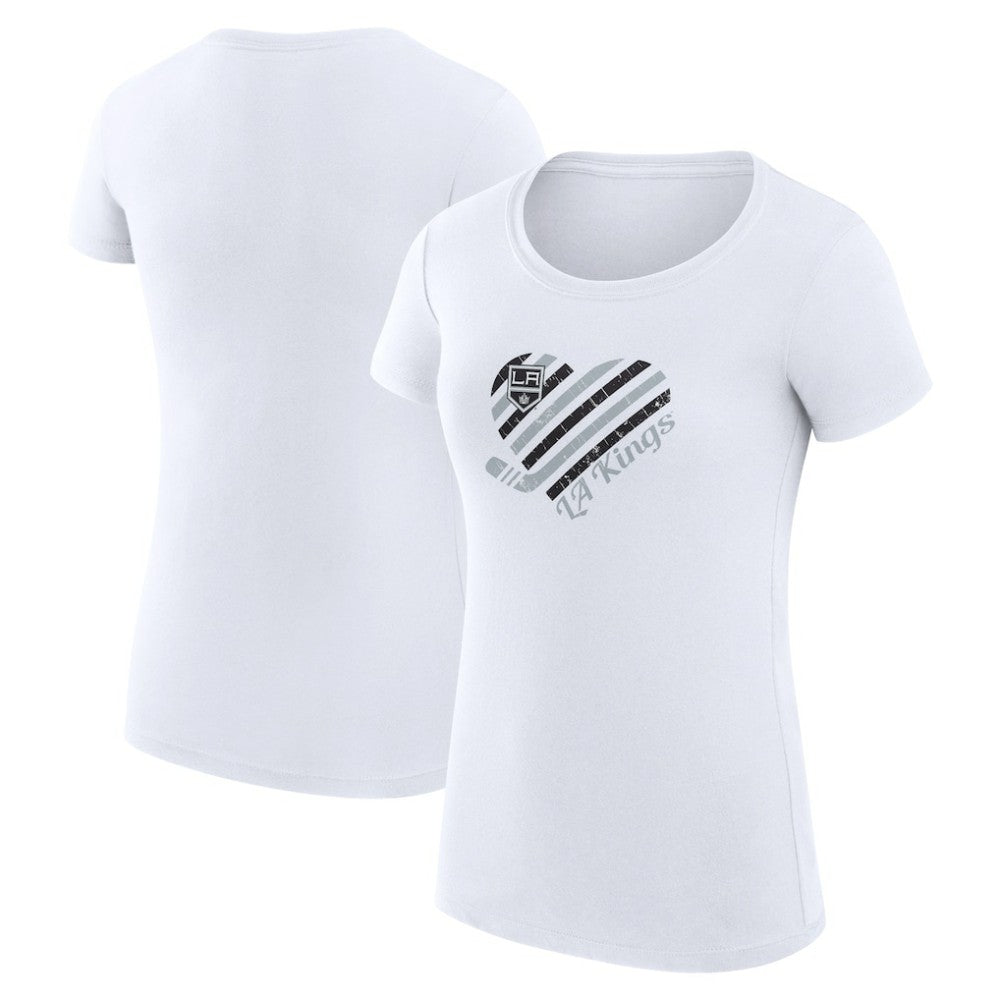 NHL White Los Angeles Kings G-III 4Her by Carl Banks Women's Super-Slim Fit Lightweight Heart T-Shirt