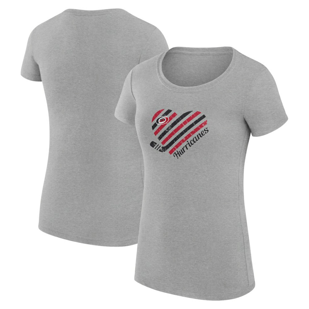 NHL Heather Gray Carolina Hurricanes G-III 4Her by Carl Banks Women's Super-Slim Fit Lightweight Heart T-Shirt