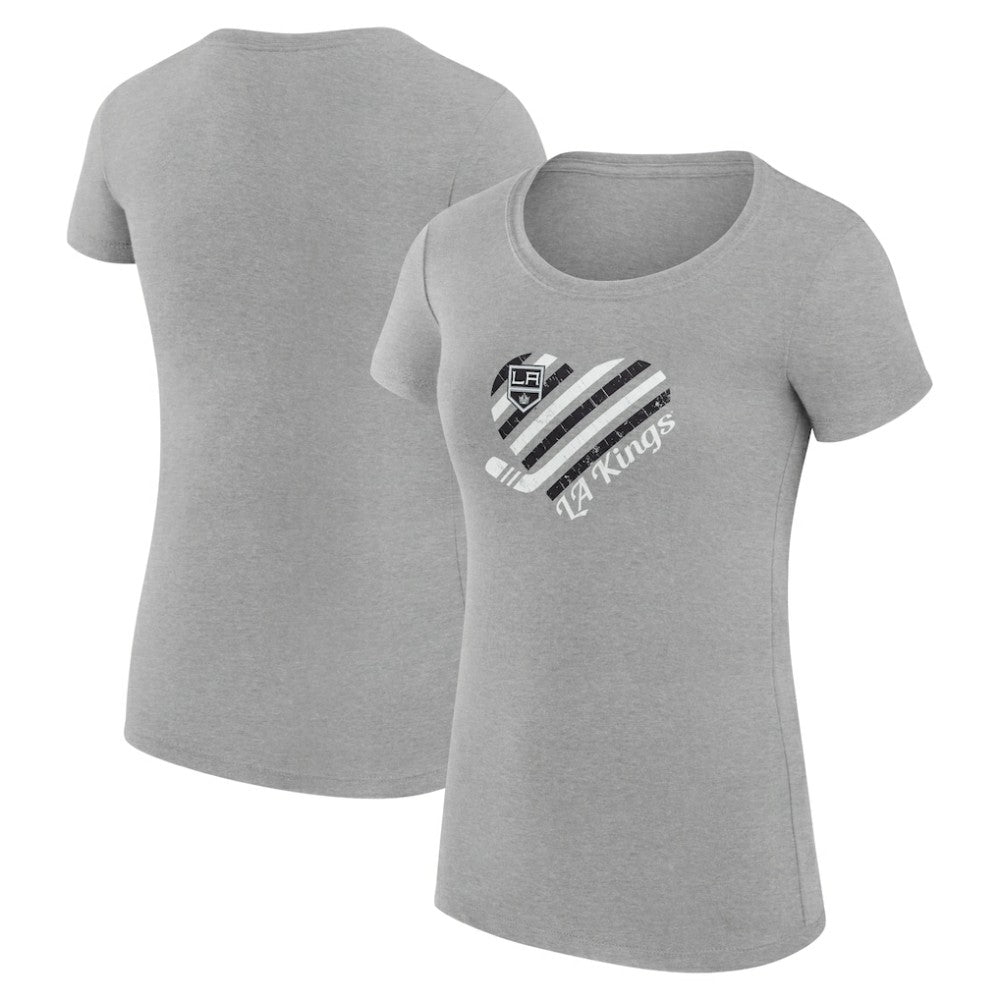 NHL Heather Gray Los Angeles Kings G-III 4Her by Carl Banks Women's Super-Slim Fit Lightweight Heart T-Shirt