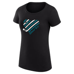NHL Black San Jose Sharks G-III 4Her by Carl Banks Women's Super-Slim Fit Lightweight Heart T-Shirt