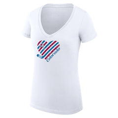 NHL White Colorado Avalanche G-III 4Her by Carl Banks Women's Super-Slim Fit Lightweight Heart V-Neck T-Shirt