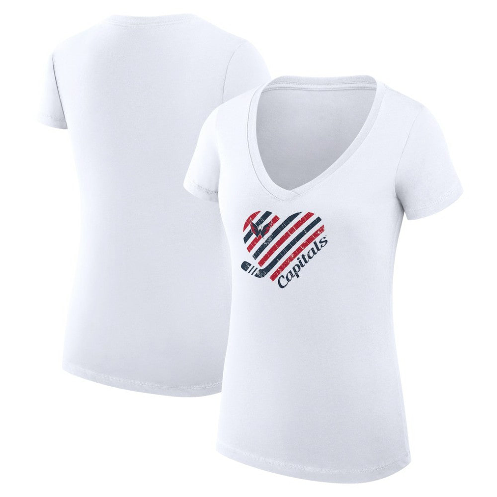 NHL White Washington Capitals G-III 4Her by Carl Banks Women's Super-Slim Fit Lightweight Heart V-Neck T-Shirt