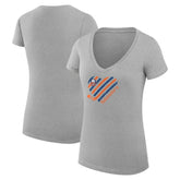 NHL Heather Gray New York Islanders G-III 4Her by Carl Banks Women's Super-Slim Fit Lightweight Heart V-Neck T-Shirt