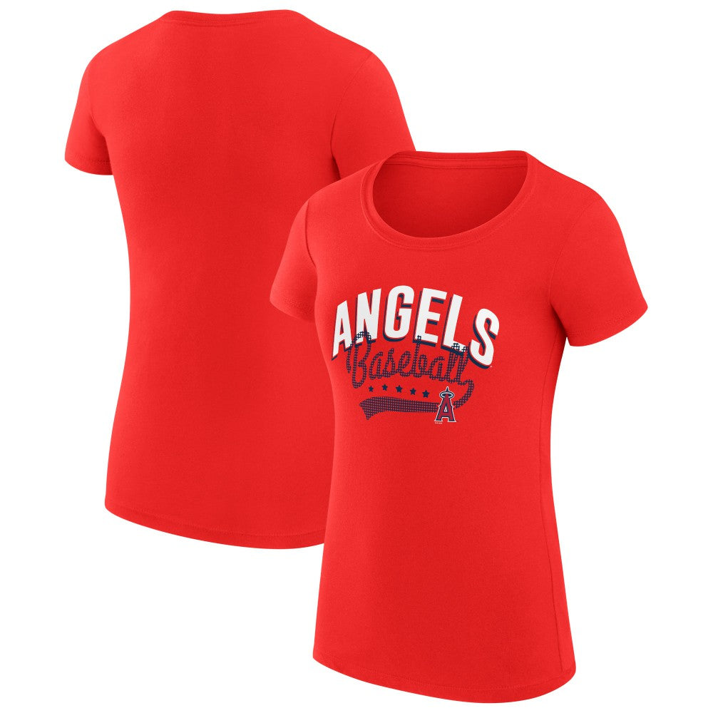 MLB Los Angeles Angels G-III 4Her by Carl Banks Women's Super-Slim Fit Lightweight Filigree Team T-Shirt