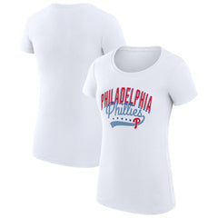 MLB Philadelphia Phillies G-III 4Her by Carl Banks Women's Super-Slim Fit Lightweight Filigree Team T-Shirt