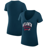 MLB Atlanta Braves G-III 4Her by Carl Banks Women's Super-Slim Fit Lightweight Filigree Team V-Neck T-Shirt