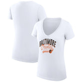 MLB Baltimore Orioles G-III 4Her by Carl Banks Women's Super-Slim Fit Lightweight Filigree Team V-Neck T-Shirt