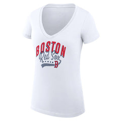 MLB Boston Red Sox G-III 4Her by Carl Banks Women's Super-Slim Fit Lightweight Filigree Team V-Neck T-Shirt