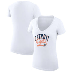 MLB Detroit Tigers G-III 4Her by Carl Banks Women's Super-Slim Fit Lightweight Filigree Team V-Neck T-Shirt