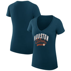 MLB Houston Astros G-III 4Her by Carl Banks Women's Super-Slim Fit Lightweight Filigree Team V-Neck T-Shirt