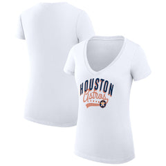 MLB Houston Astros G-III 4Her by Carl Banks Women's Super-Slim Fit Lightweight Filigree Team V-Neck T-Shirt