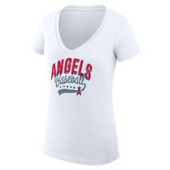 MLB Los Angeles Angels G-III 4Her by Carl Banks Women's Super-Slim Fit Lightweight Filigree Team V-Neck T-Shirt