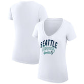 MLB Seattle Mariners G-III 4Her by Carl Banks Women's Super-Slim Fit Lightweight Filigree Team V-Neck T-Shirt