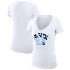 MLB Tampa Bay Rays G-III 4Her by Carl Banks Women's Super-Slim Fit Lightweight Filigree Team V-Neck T-Shirt