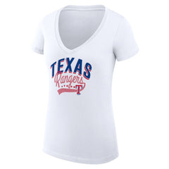 MLB Texas Rangers G-III 4Her by Carl Banks Women's Super-Slim Fit Lightweight Filigree Team V-Neck T-Shirt