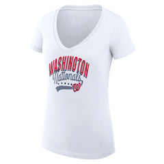 MLB Washington Nationals G-III 4Her by Carl Banks Women's Super-Slim Fit Lightweight Filigree Team V-Neck T-Shirt