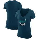 MLB Seattle Mariners G-III 4Her by Carl Banks Women's Super-Slim Fit Lightweight Team Graphic V-Neck T-Shirt