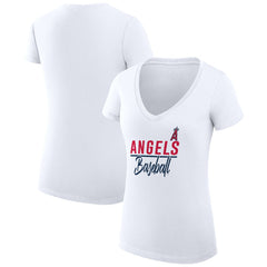 MLB Los Angeles Angels G-III 4Her by Carl Banks Women's Super-Slim Fit Lightweight Team Graphic V-Neck T-Shirt