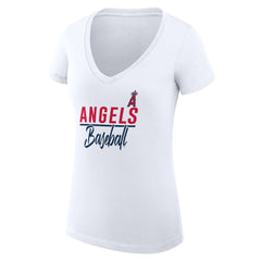 MLB Los Angeles Angels G-III 4Her by Carl Banks Women's Super-Slim Fit Lightweight Team Graphic V-Neck T-Shirt