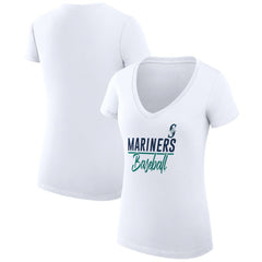 MLB Seattle Mariners G-III 4Her by Carl Banks Women's Super-Slim Fit Lightweight Team Graphic V-Neck T-Shirt