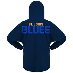 NHL Navy St. Louis Blues Fanatics Women's Jersey Lace-Up V-Neck Long Sleeve Hoodie T-Shirt