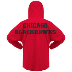NHL Red Chicago Blackhawks Fanatics Women's Jersey Lace-Up V-Neck Long Sleeve Hoodie T-Shirt