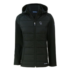 MLB Colorado Rockies Cutter & Buck Women's Evoke Hybrid Eco Softshell Recycled Full-Zip Hoodie Jacket